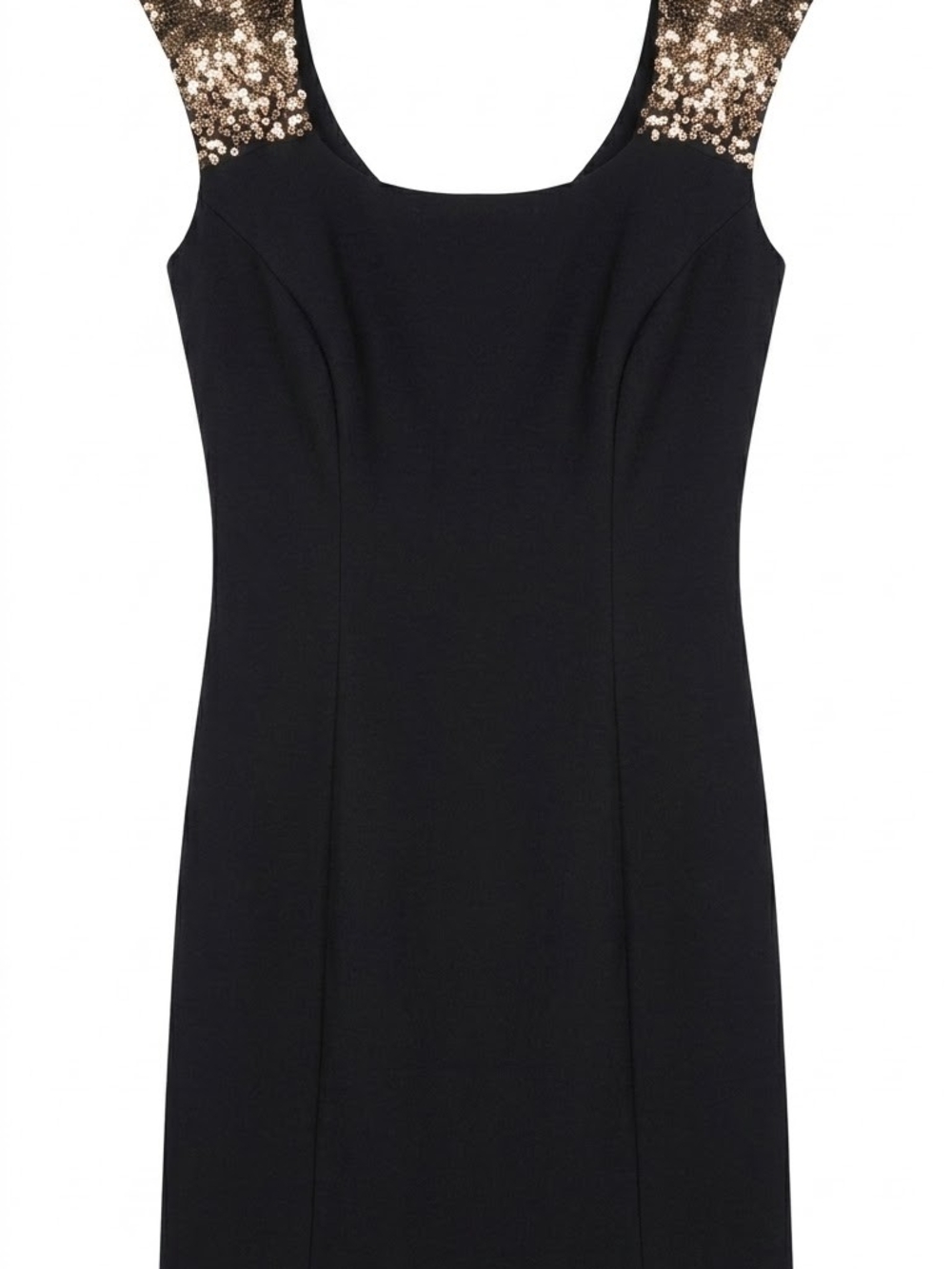 Guess Vintage Black Dress with Gold Sequin Shoulders
